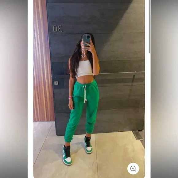 Women’s Air Jordan 1 Retro High OG Lucky Green as seen on Hailey Bieber